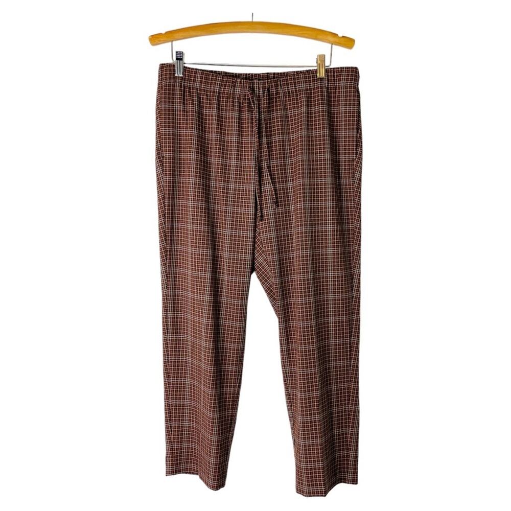 J. Jill orange pink black plaid pull on preppy soft flannel cropped pants MP